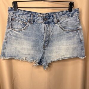 Free People Light Wash Raw Hem Jean Shorts
